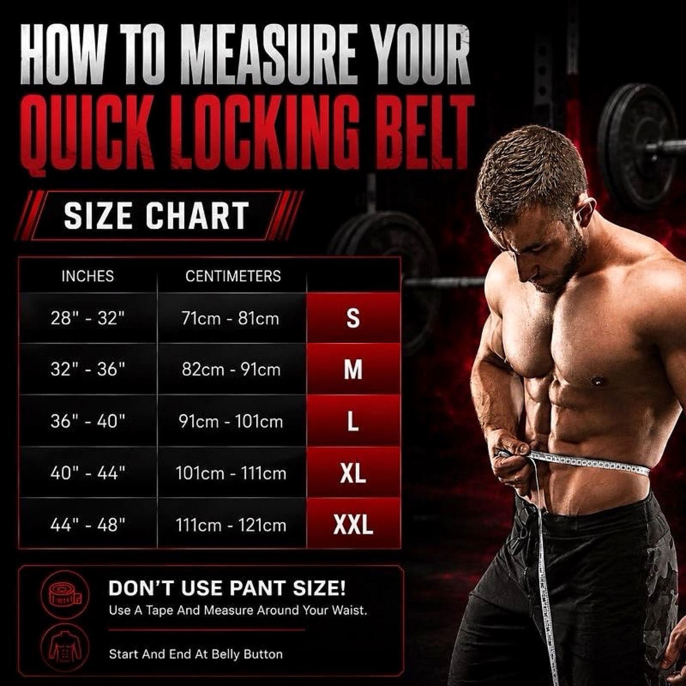 Berserk Lever Belt size chart